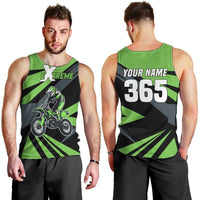 Custom Green Extreme Motocross Men Tank Top Dirt Bike Rider Design - Wonder Print Shop