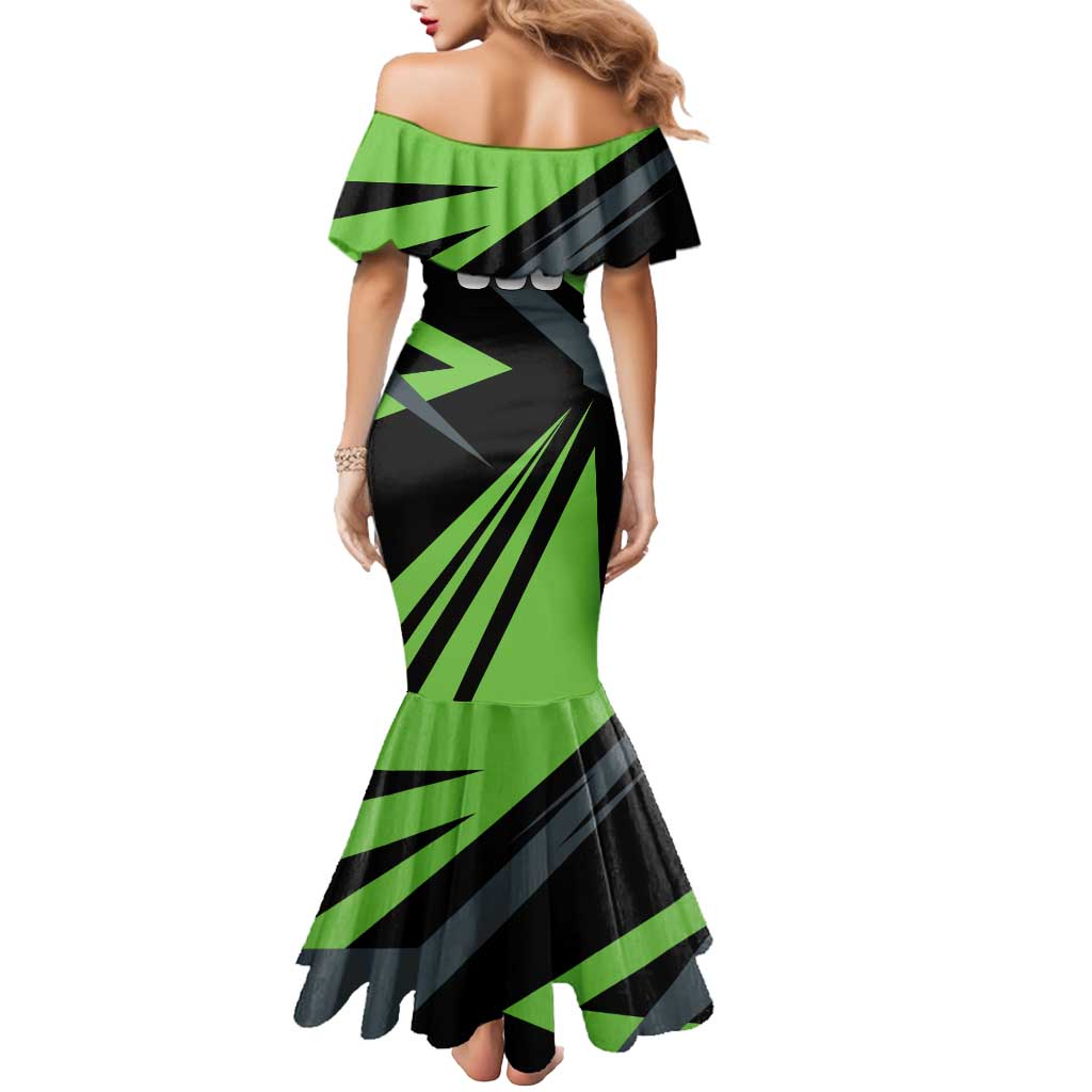 Custom Green Extreme Motocross Mermaid Dress Dirt Bike Rider Design - Wonder Print Shop