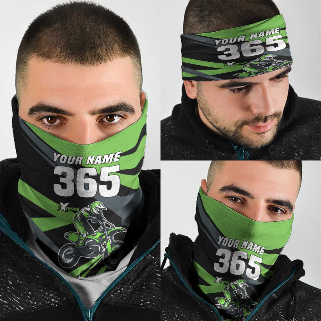 Custom Green Extreme Motocross Neck Gaiter Dirt Bike Rider Design - Wonder Print Shop