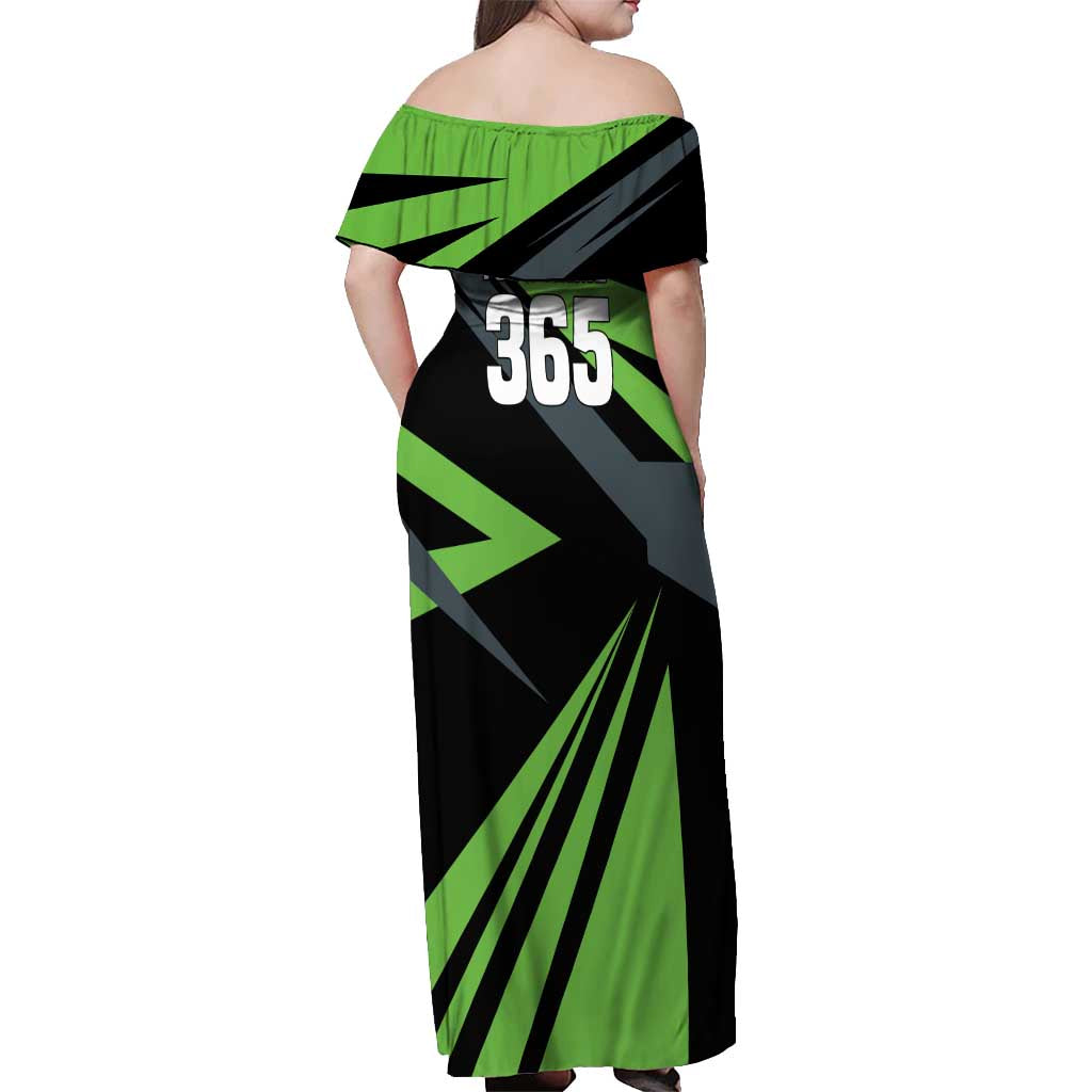 Custom Green Extreme Motocross Off Shoulder Maxi Dress Dirt Bike Rider Design - Wonder Print Shop
