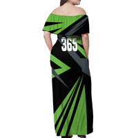 Custom Green Extreme Motocross Off Shoulder Maxi Dress Dirt Bike Rider Design - Wonder Print Shop