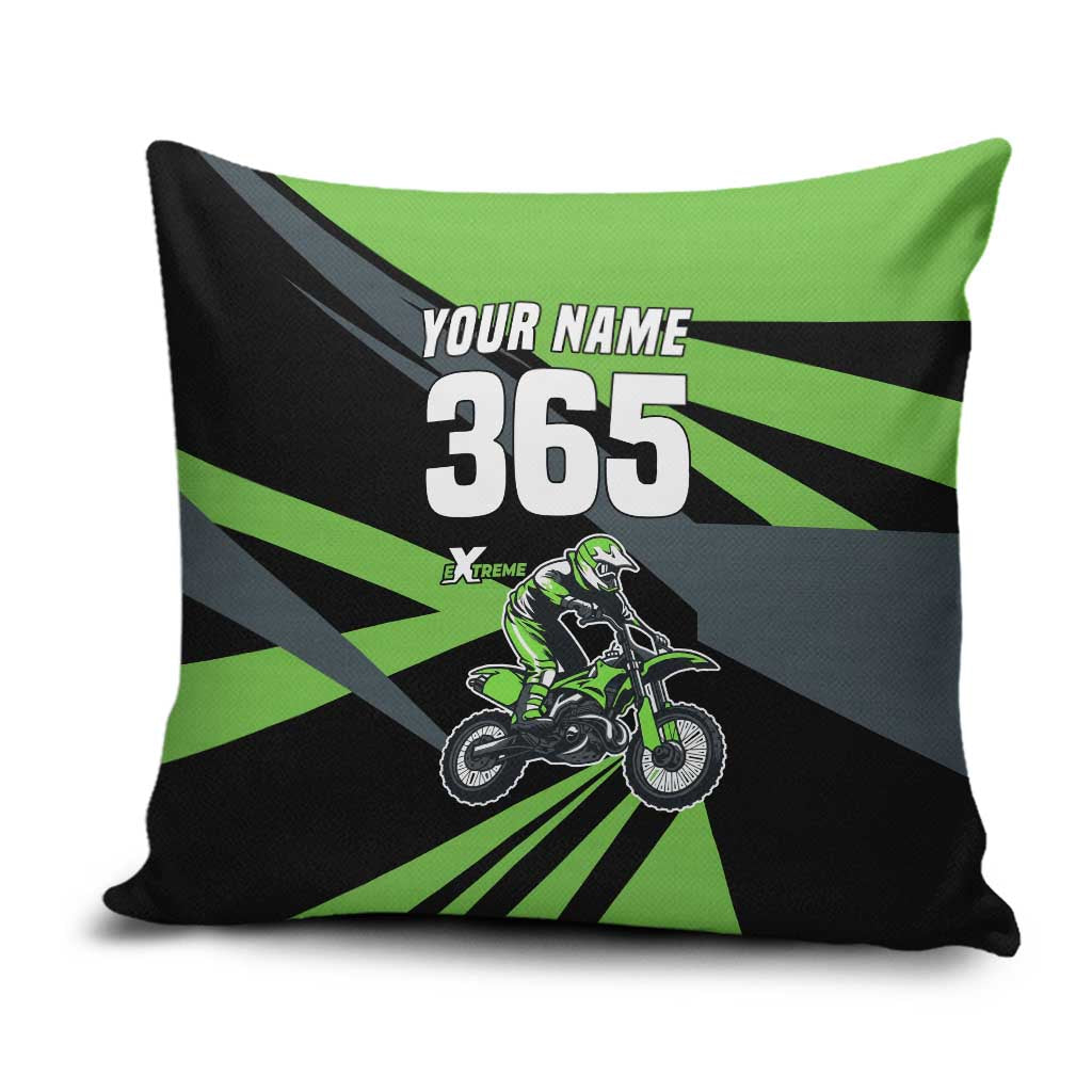 Custom Green Extreme Motocross Pillow Cover Dirt Bike Rider Design - Wonder Print Shop