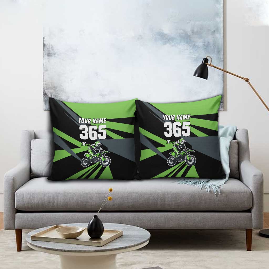 Custom Green Extreme Motocross Pillow Cover Dirt Bike Rider Design - Wonder Print Shop