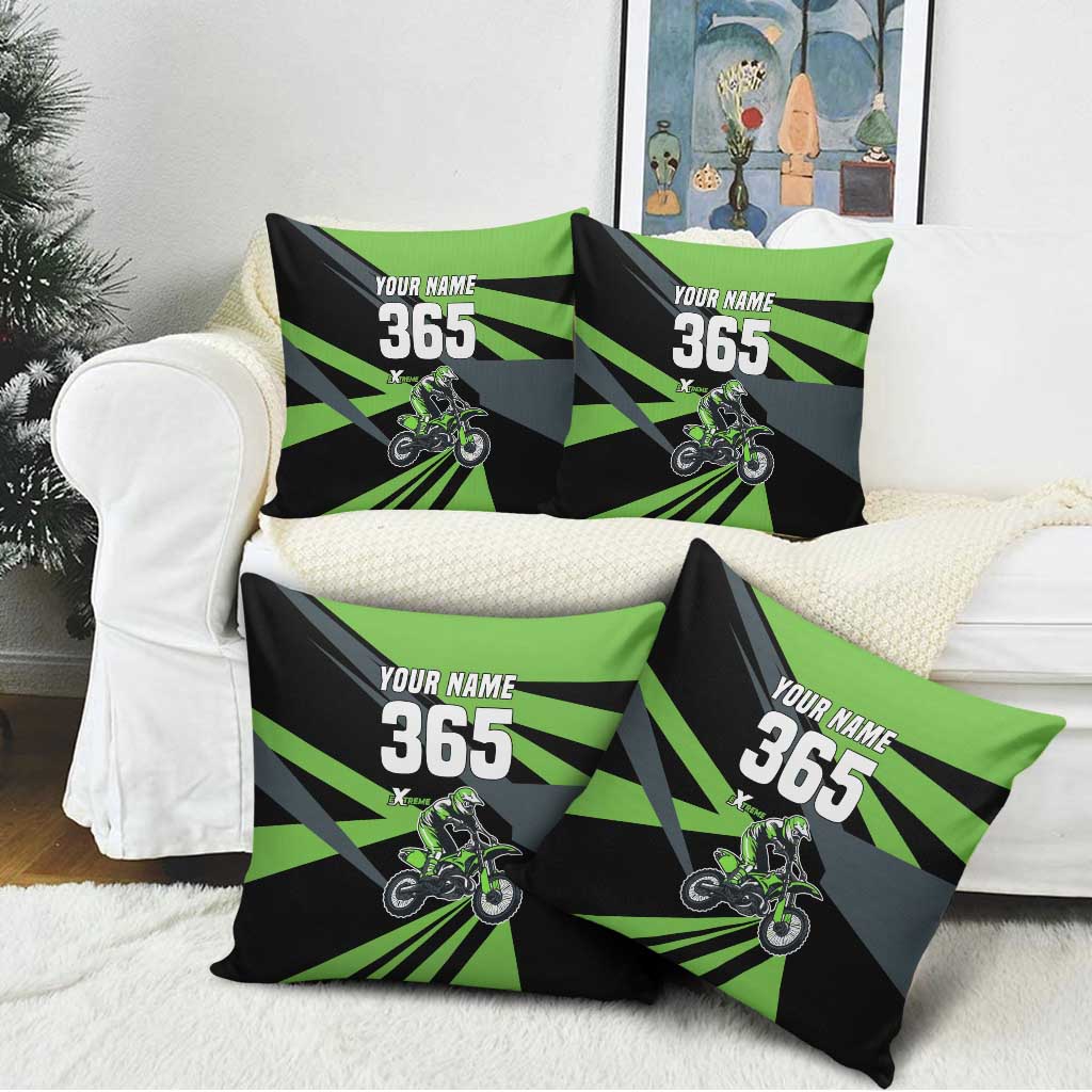 Custom Green Extreme Motocross Pillow Cover Dirt Bike Rider Design - Wonder Print Shop