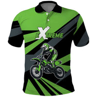 Custom Green Extreme Motocross Polo Shirt Dirt Bike Rider Design - Wonder Print Shop