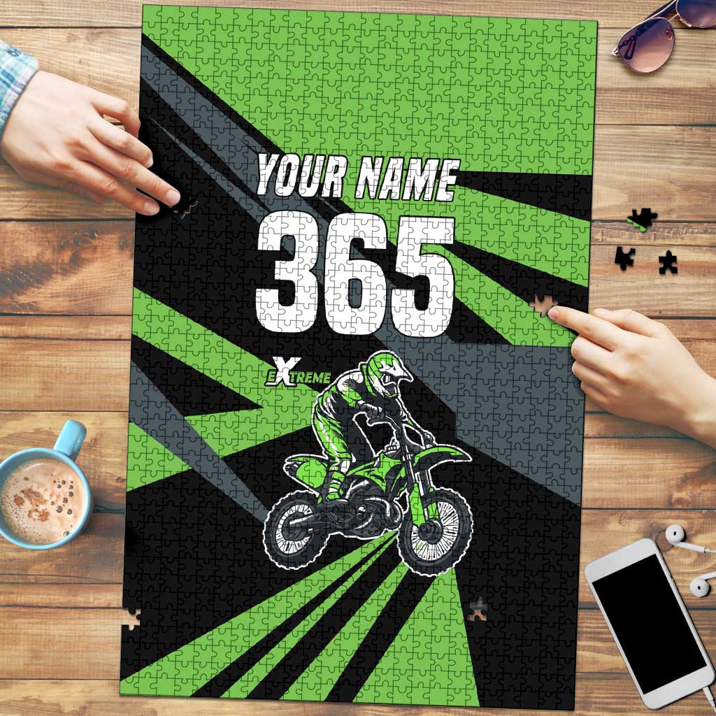 Custom Green Extreme Motocross Puzzle Dirt Bike Rider Design - Wonder Print Shop