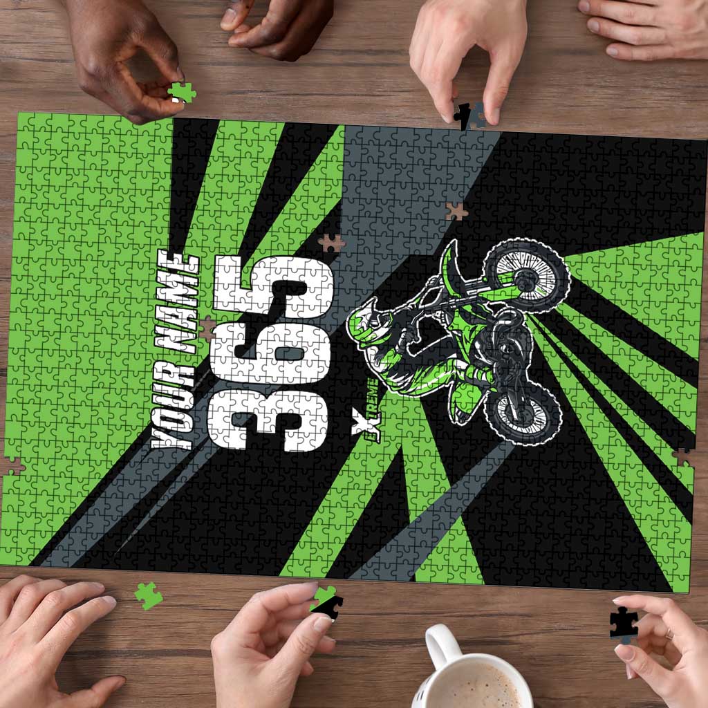 Custom Green Extreme Motocross Puzzle Dirt Bike Rider Design - Wonder Print Shop