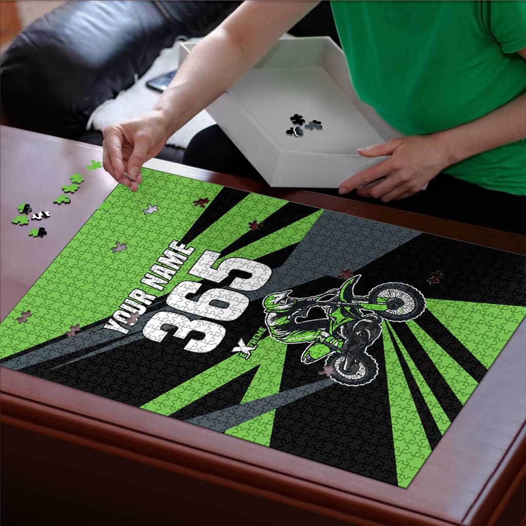 Custom Green Extreme Motocross Puzzle Dirt Bike Rider Design - Wonder Print Shop