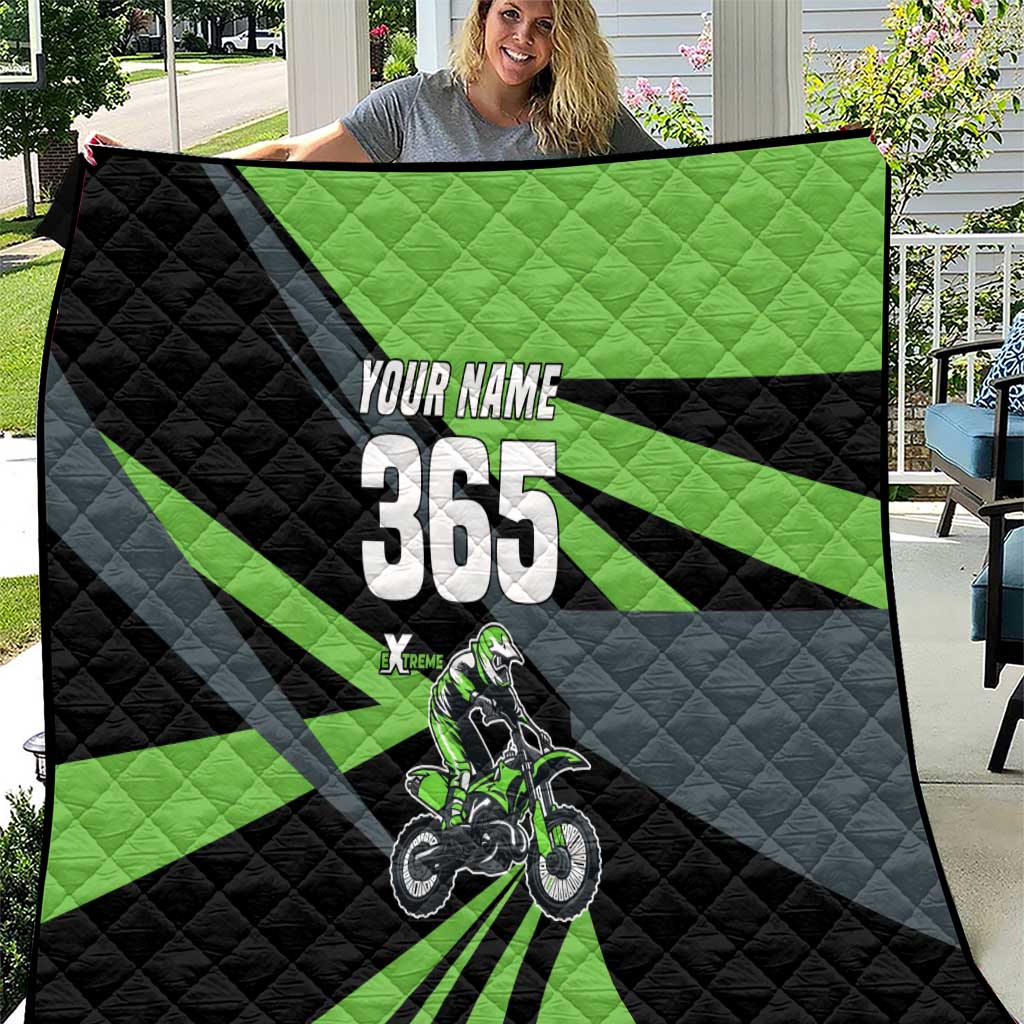 Custom Green Extreme Motocross Quilt Dirt Bike Rider Design - Wonder Print Shop
