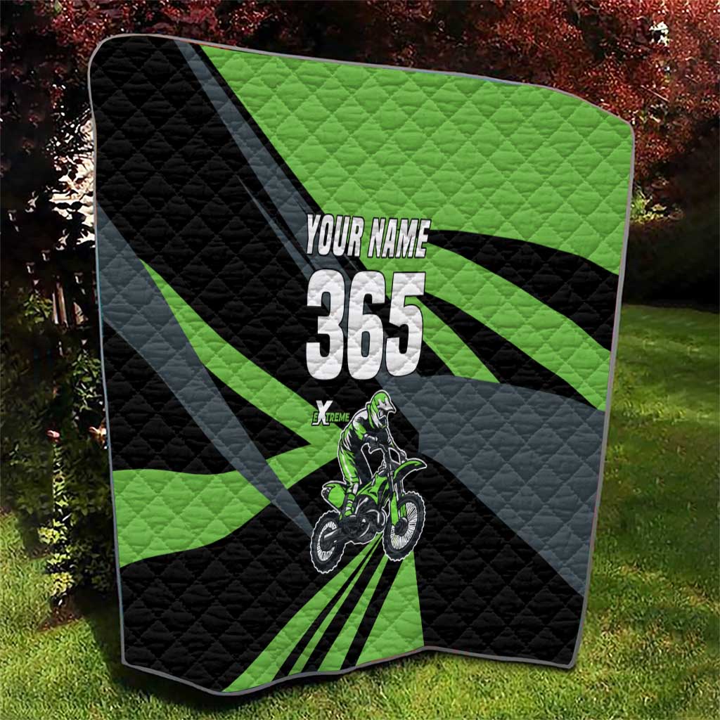 Custom Green Extreme Motocross Quilt Dirt Bike Rider Design - Wonder Print Shop