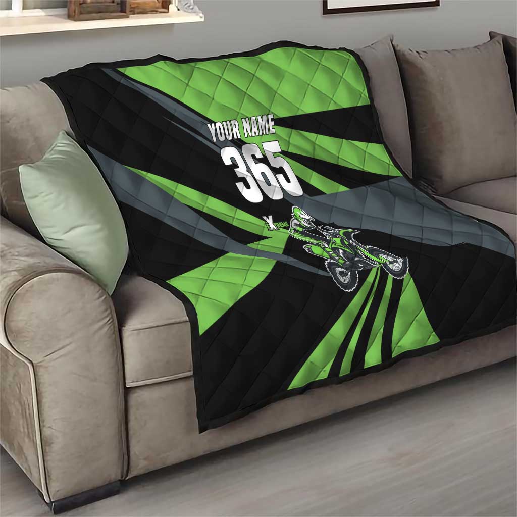 Custom Green Extreme Motocross Quilt Dirt Bike Rider Design - Wonder Print Shop