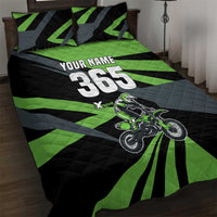 Custom Green Extreme Motocross Quilt Bed Set Dirt Bike Rider Design - Wonder Print Shop