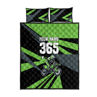 Custom Green Extreme Motocross Quilt Bed Set Dirt Bike Rider Design - Wonder Print Shop