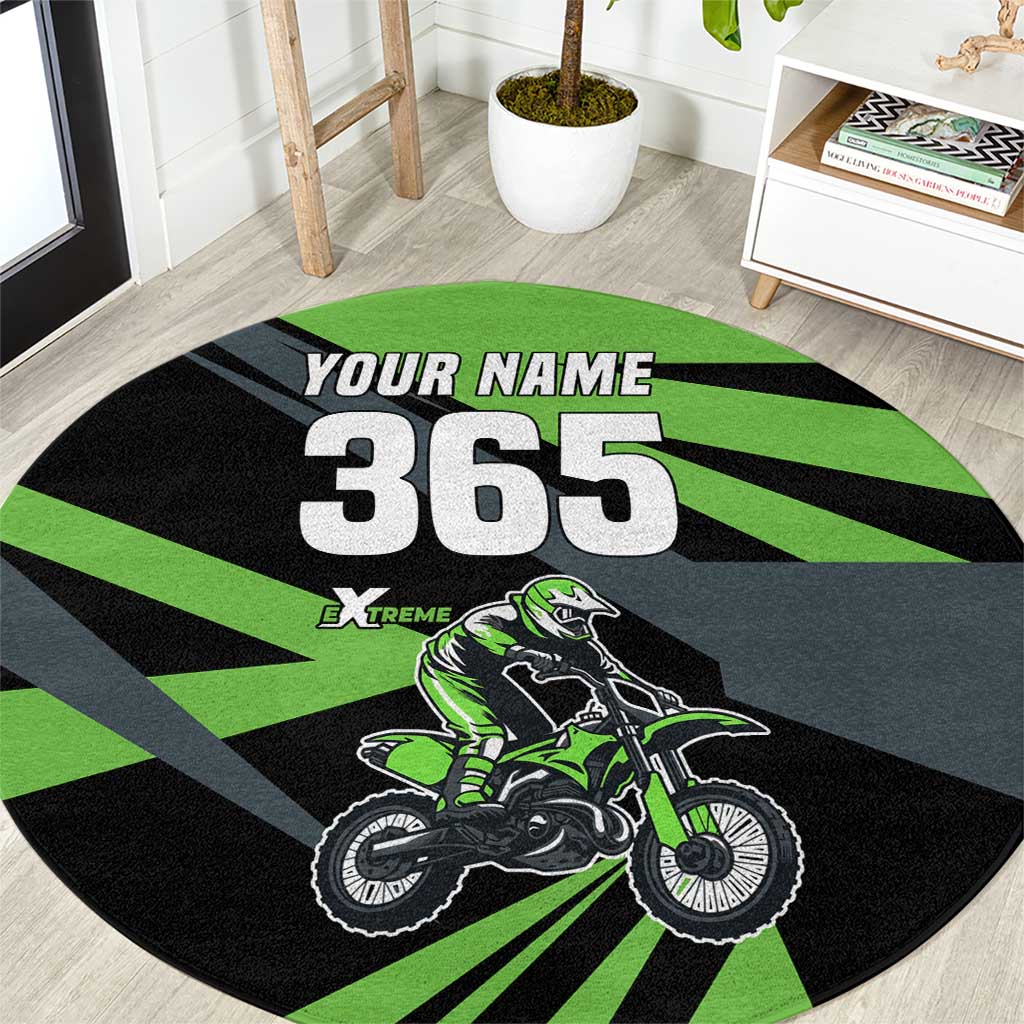 Custom Green Extreme Motocross Round Carpet Dirt Bike Rider Design - Wonder Print Shop