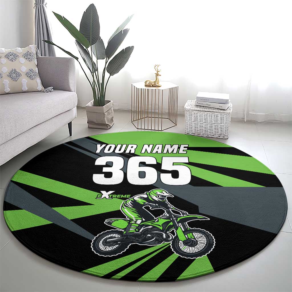 Custom Green Extreme Motocross Round Carpet Dirt Bike Rider Design - Wonder Print Shop