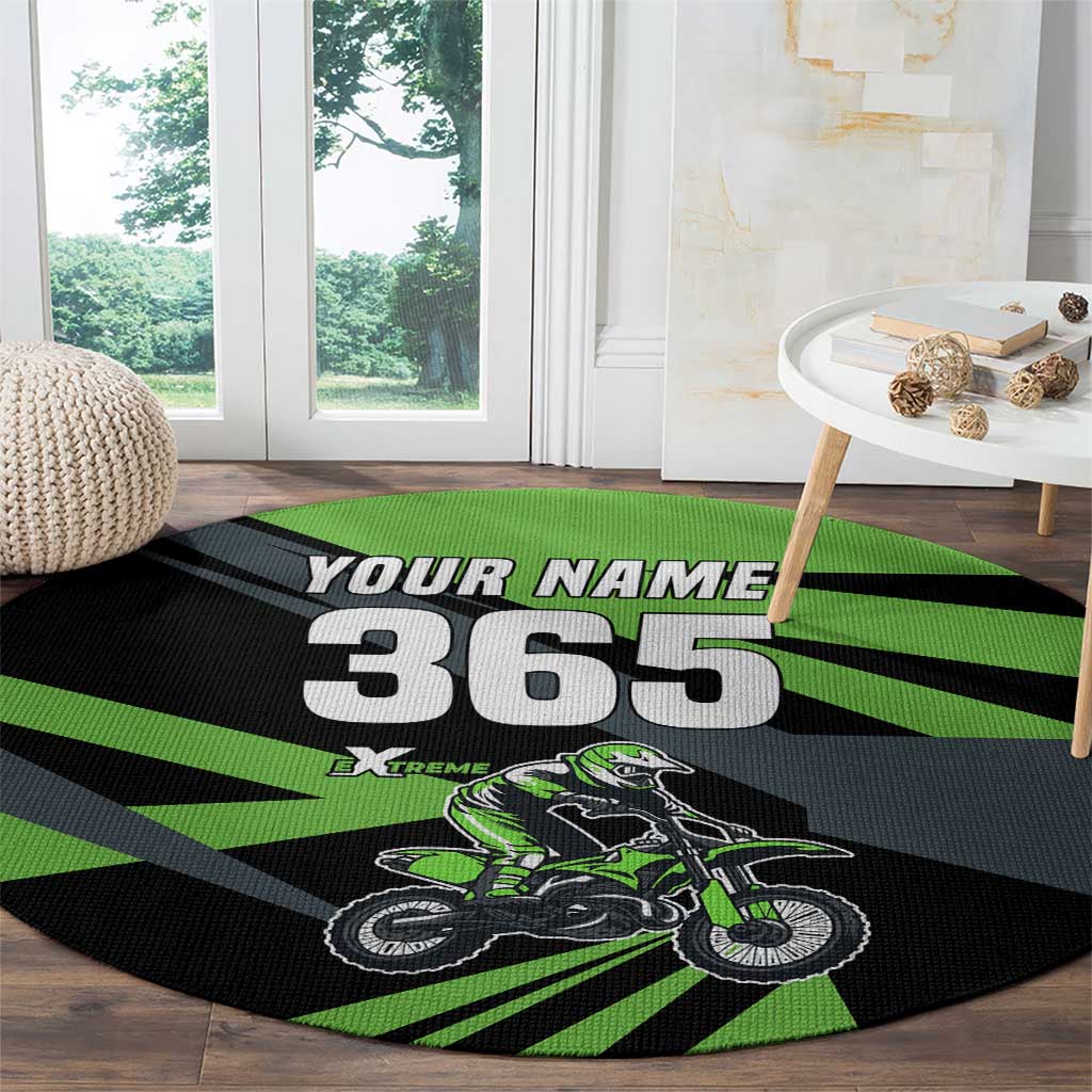 Custom Green Extreme Motocross Round Carpet Dirt Bike Rider Design - Wonder Print Shop
