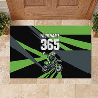 Custom Green Extreme Motocross Rubber Doormat Dirt Bike Rider Design - Wonder Print Shop