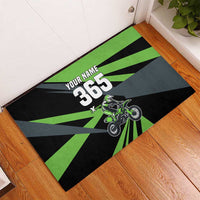 Custom Green Extreme Motocross Rubber Doormat Dirt Bike Rider Design - Wonder Print Shop