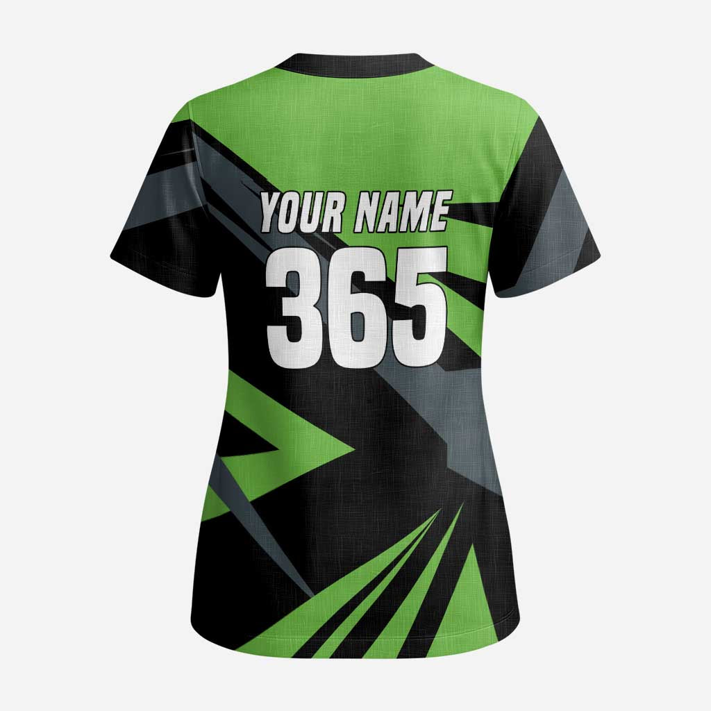 Custom Green Extreme Motocross Scrub Top Dirt Bike Rider Design - Wonder Print Shop