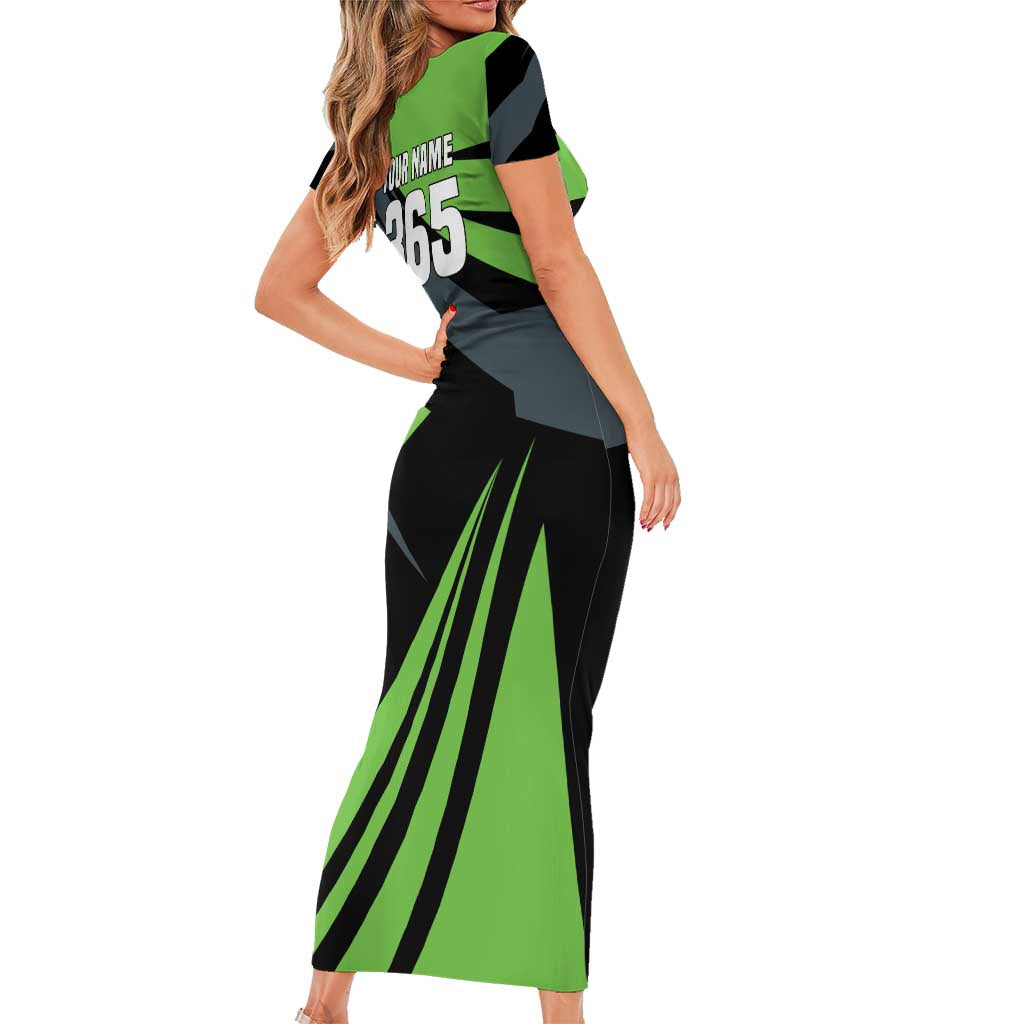 Custom Green Extreme Motocross Short Sleeve Bodycon Dress Dirt Bike Rider Design - Wonder Print Shop
