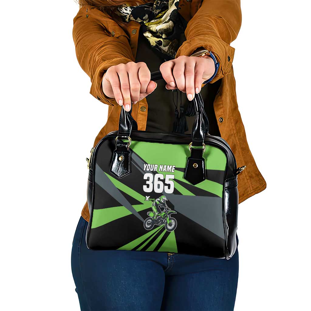 Custom Green Extreme Motocross Shoulder Handbag Dirt Bike Rider Design - Wonder Print Shop