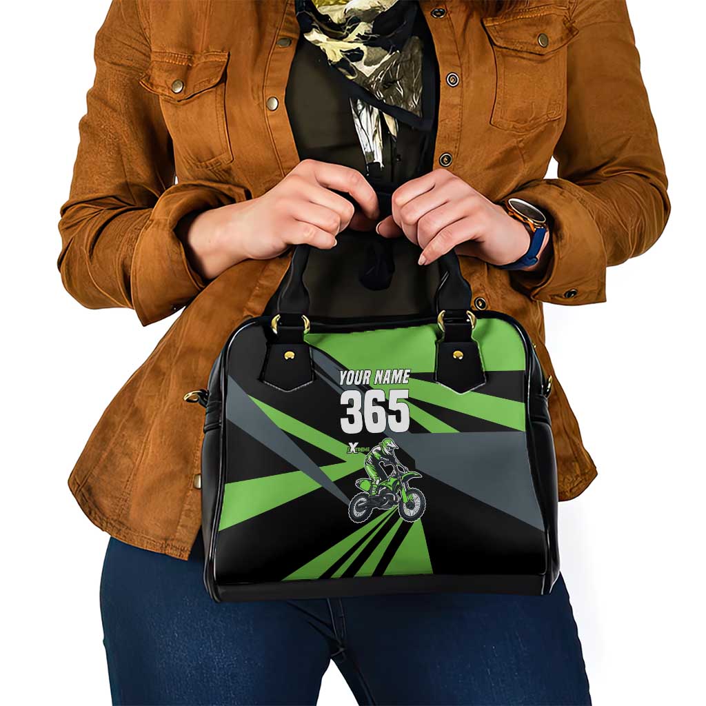 Custom Green Extreme Motocross Shoulder Handbag Dirt Bike Rider Design - Wonder Print Shop