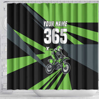 Custom Green Extreme Motocross Shower Curtain Dirt Bike Rider Design - Wonder Print Shop