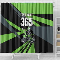 Custom Green Extreme Motocross Shower Curtain Dirt Bike Rider Design - Wonder Print Shop