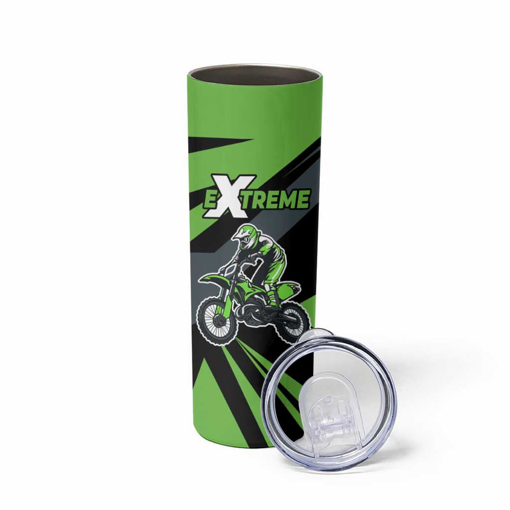 Custom Green Extreme Motocross Skinny Tumbler Dirt Bike Rider Design - Wonder Print Shop