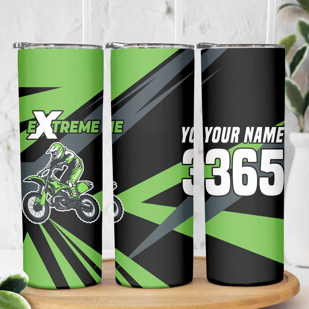 Custom Green Extreme Motocross Skinny Tumbler Dirt Bike Rider Design - Wonder Print Shop