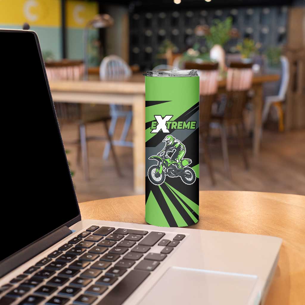 Custom Green Extreme Motocross Skinny Tumbler Dirt Bike Rider Design - Wonder Print Shop