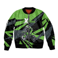 Custom Green Extreme Motocross Sleeve Zip Bomber Jacket Dirt Bike Rider Design - Wonder Print Shop