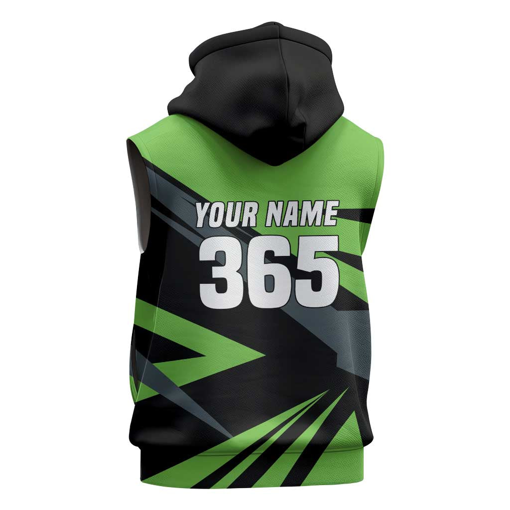 Custom Green Extreme Motocross Sleeveless Hoodie Dirt Bike Rider Design - Wonder Print Shop
