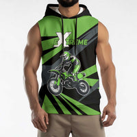 Custom Green Extreme Motocross Sleeveless Hoodie Dirt Bike Rider Design - Wonder Print Shop