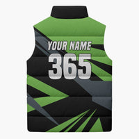 Custom Green Extreme Motocross Sleeveless Puffer Jacket Dirt Bike Rider Design - Wonder Print Shop