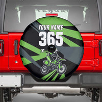 Custom Green Extreme Motocross Spare Tire Cover Dirt Bike Rider Design - Wonder Print Shop