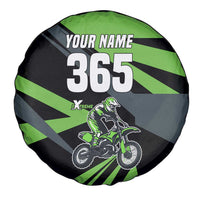 Custom Green Extreme Motocross Spare Tire Cover Dirt Bike Rider Design - Wonder Print Shop