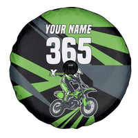 Custom Green Extreme Motocross Spare Tire Cover Dirt Bike Rider Design - Wonder Print Shop