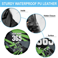 Custom Green Extreme Motocross Spare Tire Cover Dirt Bike Rider Design - Wonder Print Shop