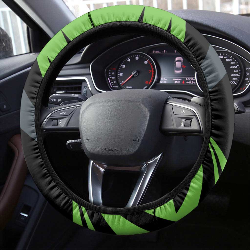 Green Extreme Motocross Steering Wheel Cover Dirt Bike Rider Design - Wonder Print Shop