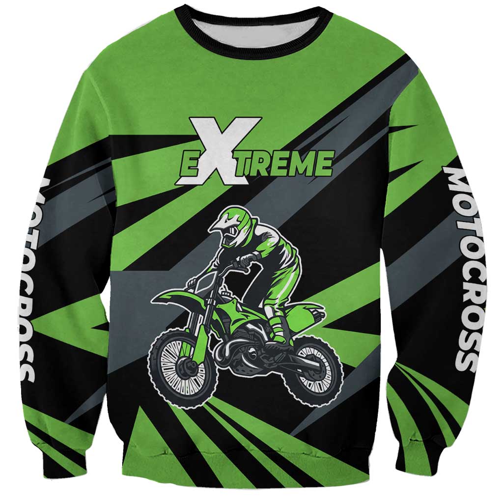 Custom Green Extreme Motocross Sweatshirt Dirt Bike Rider Design - Wonder Print Shop
