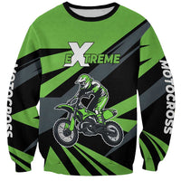 Custom Green Extreme Motocross Sweatshirt Dirt Bike Rider Design - Wonder Print Shop