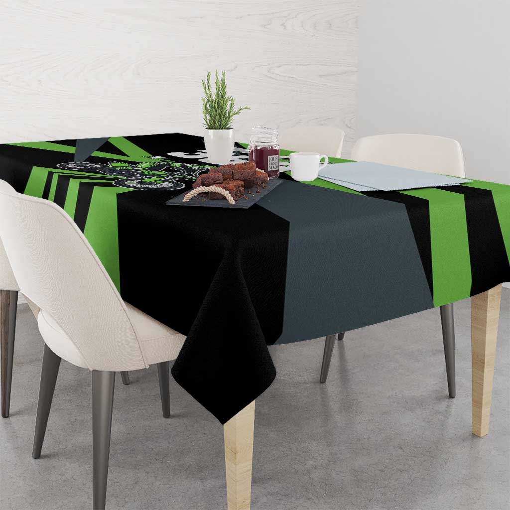 Custom Green Extreme Motocross Tablecloth Dirt Bike Rider Design - Wonder Print Shop