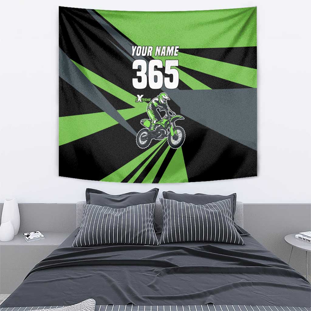 Custom Green Extreme Motocross Tapestry Dirt Bike Rider Design - Wonder Print Shop