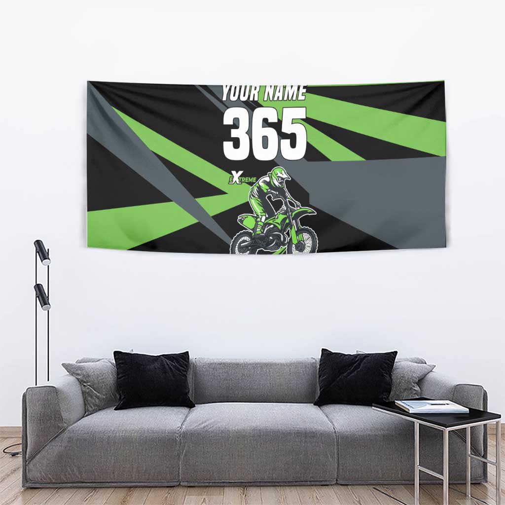 Custom Green Extreme Motocross Tapestry Dirt Bike Rider Design - Wonder Print Shop