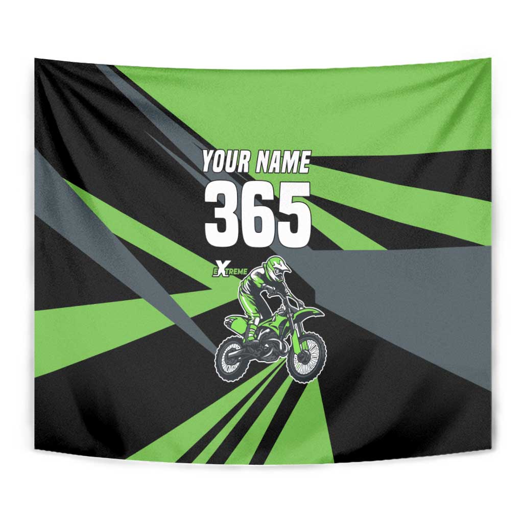 Custom Green Extreme Motocross Tapestry Dirt Bike Rider Design - Wonder Print Shop