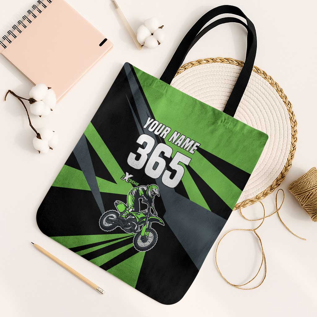 Custom Green Extreme Motocross Tote Bag Dirt Bike Rider Design - Wonder Print Shop