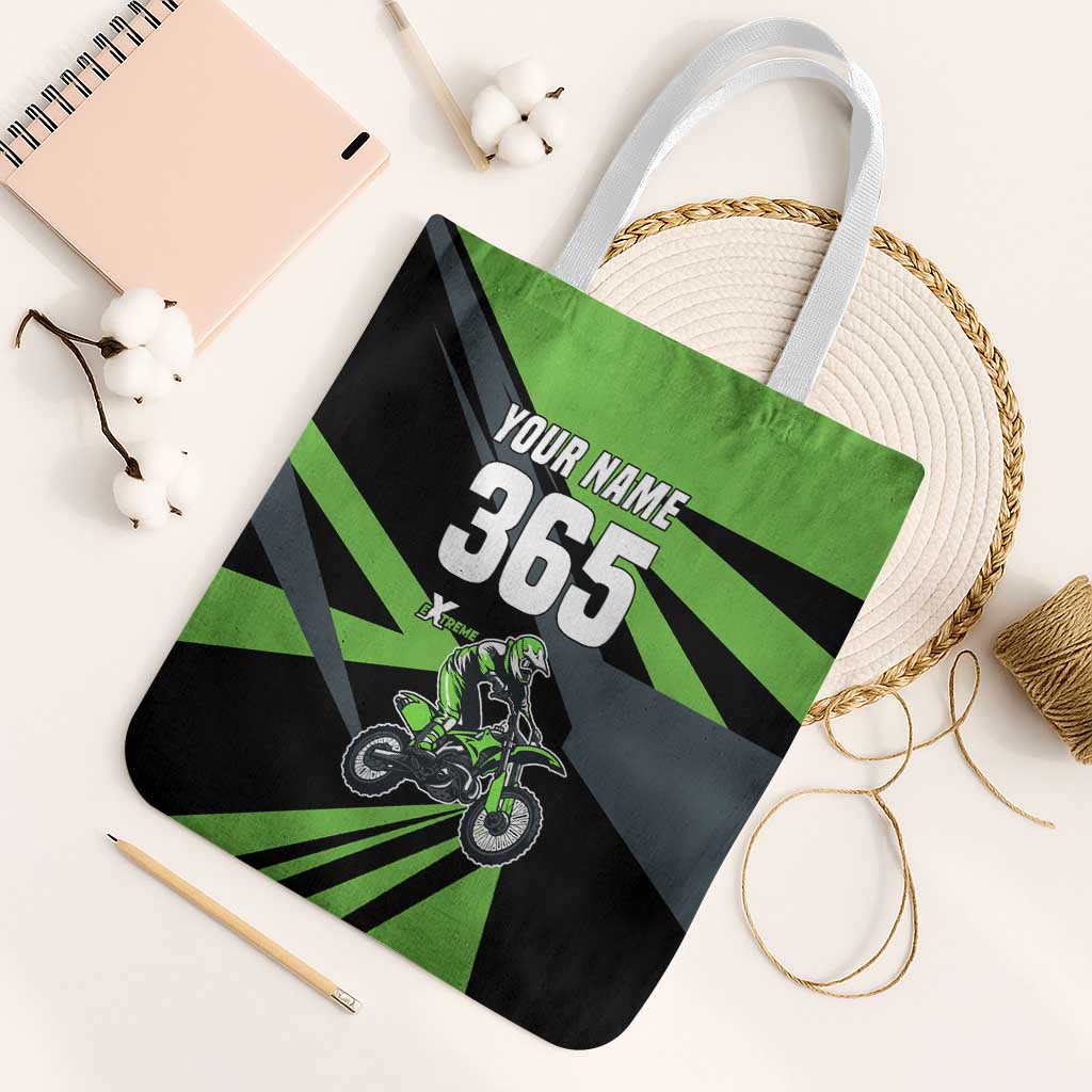 Custom Green Extreme Motocross Tote Bag Dirt Bike Rider Design - Wonder Print Shop