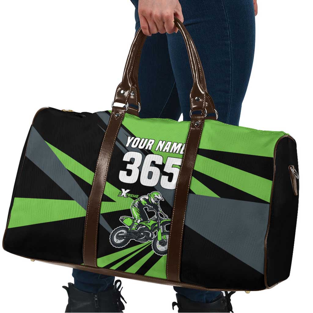 Custom Green Extreme Motocross Travel Bag Dirt Bike Rider Design - Wonder Print Shop