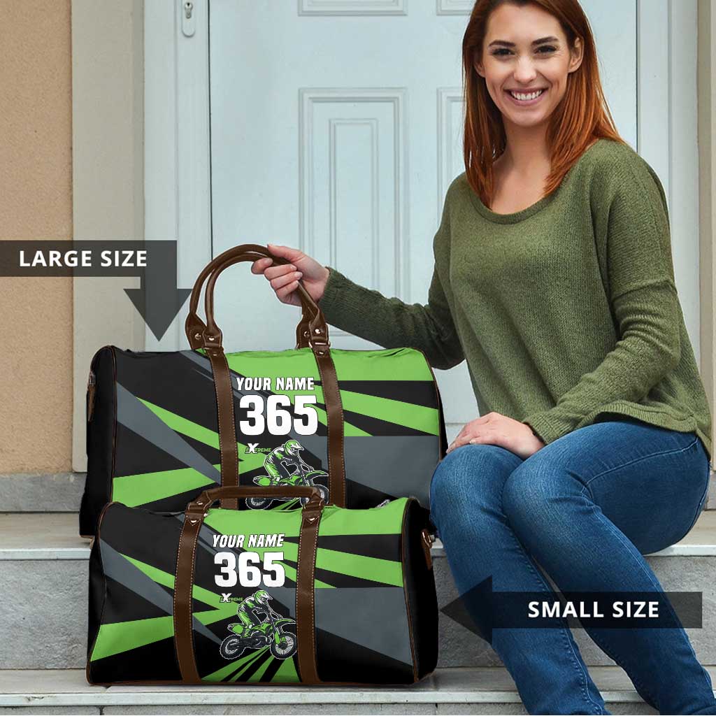 Custom Green Extreme Motocross Travel Bag Dirt Bike Rider Design - Wonder Print Shop